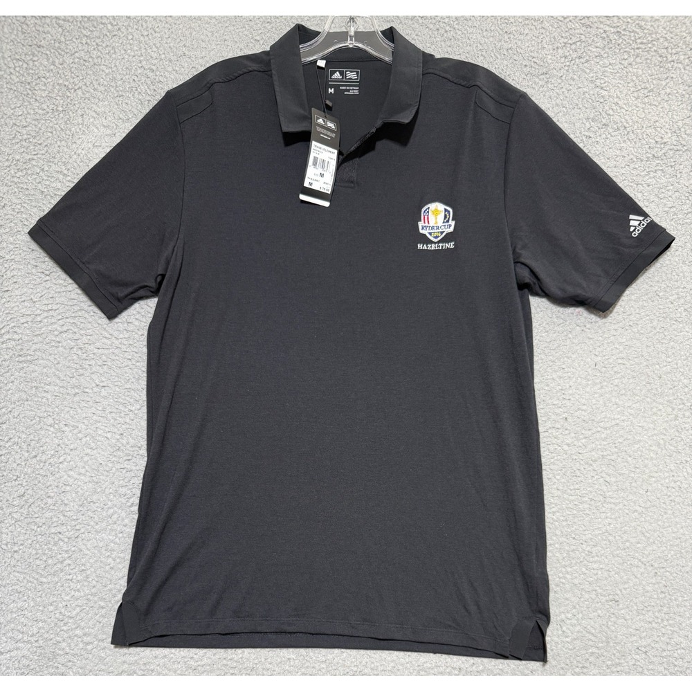NEW adidas Travel element polo shirt Mens Medium Black Ryder Cup Performance